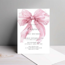 Watercolor Pink Ribbon Bow Primer cumpleaños