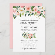 Watercolor Pink Rubor Floral Elegant Wedding