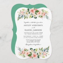 Watercolor Pink Rubor Floral Elegante Mint Neo