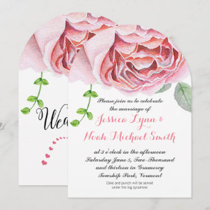 Invitación Watercolor Pinkish Morple Green Floral Boda