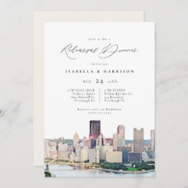 Invitación Watercolor Pittsburgh Skyline Boda ensayo