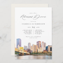 Invitación Watercolor Pittsburgh Skyline Boda Ensayo En