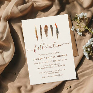 Invitación Watercolor plumas Boho Fall Bridal Shower