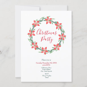 Invitación Watercolor Poinsettia deja Wreath
