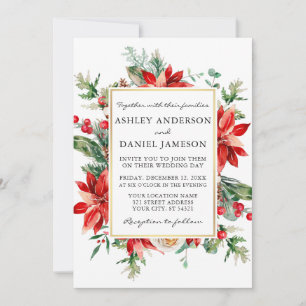 Invitación Watercolor Poinsettia Floral Greeneration Boda