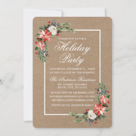 Invitación Watercolor Poinsettia Holiday Party Kraft