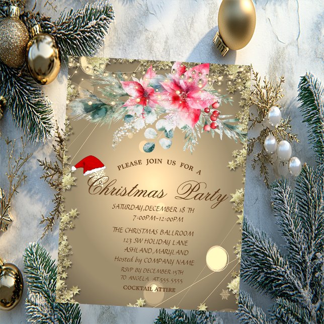 Invitación Watercolor Poinsettia, Stars Navidades Company (Subido por el creador)