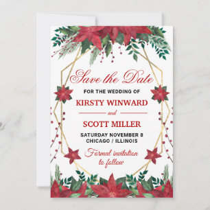 Invitación Watercolor Poinsettia Wedding Save the Date