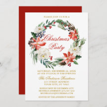 Watercolor Poinsettia Wreath Navidades rojos Fiest