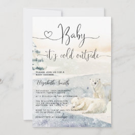 Invitación Watercolor Polar Bear Winter Baby Shower