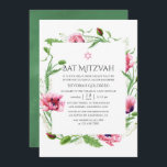 Invitación Watercolor Poppies Rosa Bat Mitzvah<br><div class="desc">Invitación de mitzvah de murciélago de amapola rosa diseñada para ser rápida y fácilmente adaptada a sus necesidades específicas.</div>