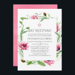Invitación Watercolor Poppies Rosa Bat Mitzvah<br><div class="desc">Invitación de mitzvah de murciélago de amapola rosa diseñada para ser rápida y fácilmente adaptada a sus necesidades específicas.</div>