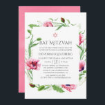 Invitación Watercolor Poppies Rosa Bat Mitzvah<br><div class="desc">Invitación de mitzvah de murciélago de amapola rosa diseñada para ser rápida y fácilmente adaptada a sus necesidades específicas.</div>