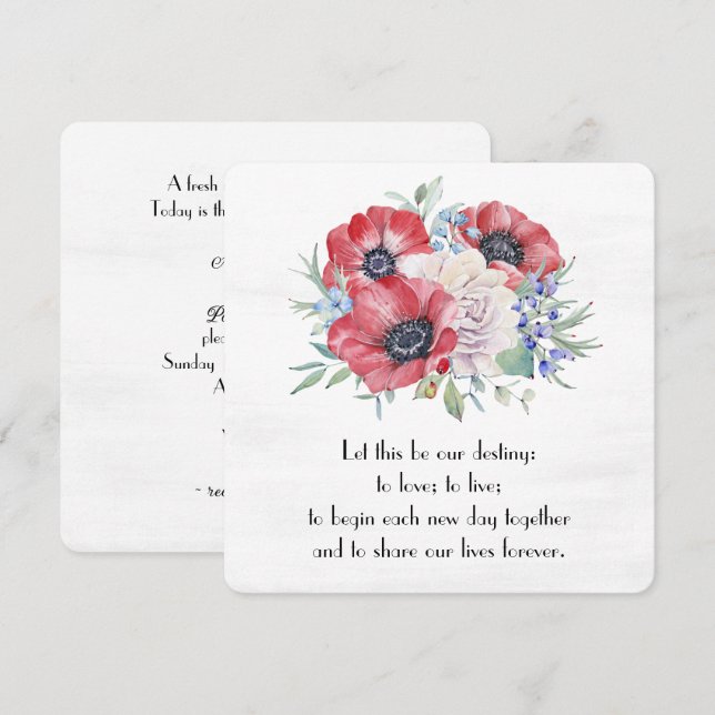 Invitación Watercolor Poppy Floral Boqueut (Anverso / Reverso)