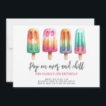 Invitación Watercolor Popsicle Ice Cream Kids Birday Fiesta<br><div class="desc">Pop On Over & Chill Popsicle Kids Birthday Fiesta" es el último paquete de celebración de verano que promete una experiencia fresca y colorida para el día especial de su hijo. Imaginen un fiesta donde los vibrantes pópsiques de acuarela ocupan el centro del escenario, adornando invitaciones, decoraciones e incluso dulces...</div>