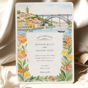 Invitación Watercolor Porto Dom Luís I Bridge Boda