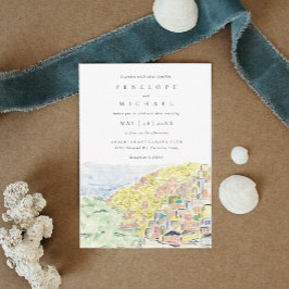 Invitación Watercolor Positano Italia Boda de destino