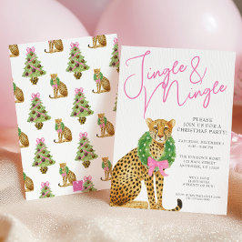 Invitación Watercolor Preppy Leopard Christmas Party