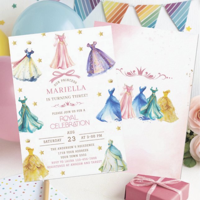 Invitación Watercolor Princess  Dress Birthday is turning thr (Subido por el creador)