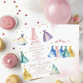 Invitación Watercolor Princess  Dress Birthday Royal birthday