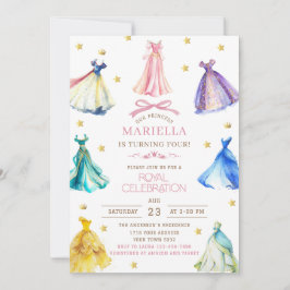 Invitación Watercolor Princess  Dress Birthday Royal birthday