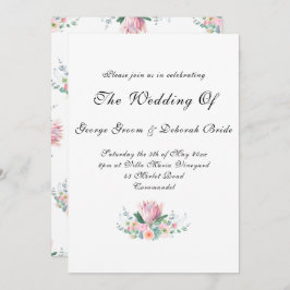 Invitación Watercolor Protea Wedding
