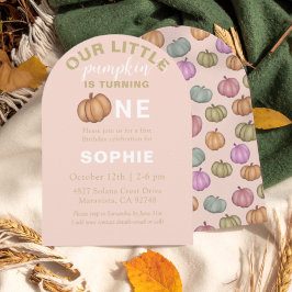 Invitación Watercolor Pumpkin First Birthday Invitation