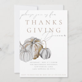 Invitación Watercolor Pumpkin Thanksgiving Dinner Invitation