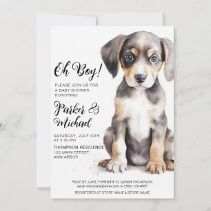 Invitación Watercolor Puppy Baby Shower