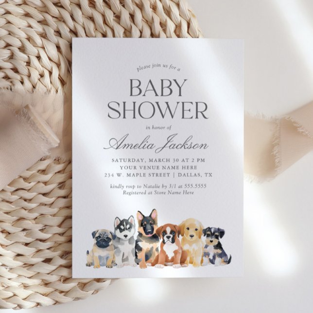 Invitación Watercolor Puppy Dog Baby Shower (Subido por el creador)