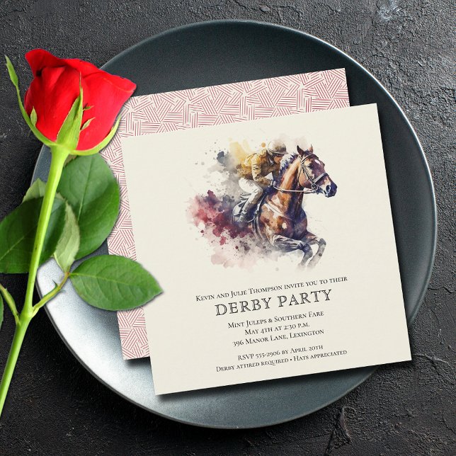 Invitación Watercolor Racehorse Derby (Subido por el creador)