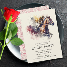 Invitación Watercolor Racehorse Derby Fiesta