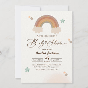 Invitación Watercolor Rainbow Boho Género Neutral Baby Shower