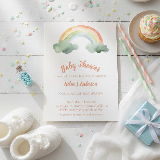 Invitación Watercolor Rainbow Gender Neutral Baby Shower