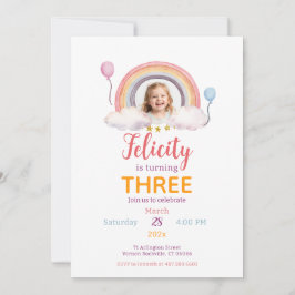 Invitación Watercolor Rainbow Party Photo
