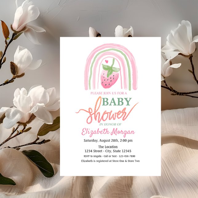 Invitación Watercolor Rainbow Strawberry Baby Shower (Subido por el creador)