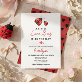 Invitación Watercolor Red Ladybug Baby Shower