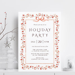 Invitación Watercolor Red Winterberry Frame Party
