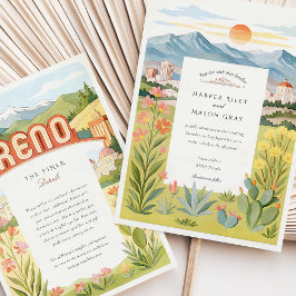 Invitación Watercolor RENO Nevada Mountain Sunset Boda