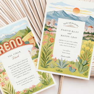 Invitación Watercolor RENO Nevada Mountain Sunset Boda