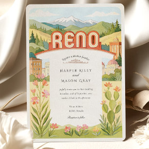 Invitación Watercolor RENO Nevada Mountain View Boda