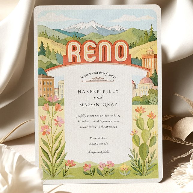 Invitación Watercolor RENO Nevada Mountain View Boda (Subido por el creador)