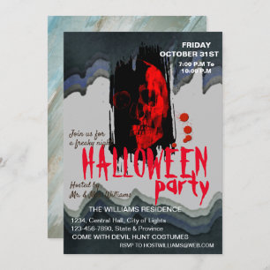 Invitación Watercolor Retro Skull Skeleton Halloween Art