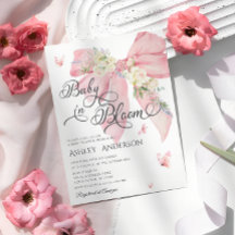 Watercolor Rosa Bow Pastel Floral Baby Shower