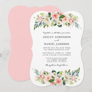 Invitación Watercolor rosa Rubor Floral Elegante