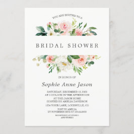 Invitación Watercolor Rosa Rubor Floral Frame Shower