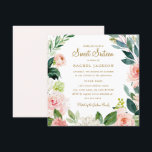 Invitación Watercolor Rubor Gold Floral Sweet Dieciséis Invit<br><div class="desc">Dulce floral más moderno Dieciséis invitaciones en la Pequeña Tienda Bayleigh!</div>