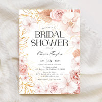 Watercolor Rubor Pink Floral Bridal Shower