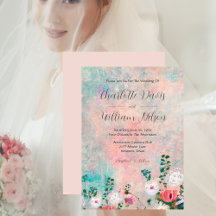 Watercolor Rubor Pink Wildflower Garden Wedding