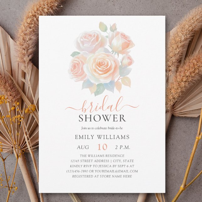 Invitación Watercolor Rubor Rosa Gold Garden Bridal Shower (Subido por el creador)